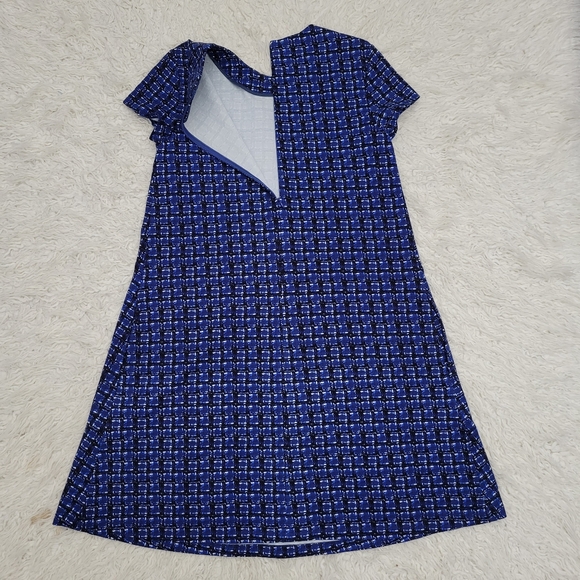 J Mclaughlin Swing Dress Blue Geoprint Sz Small - Picture 8 of 9
